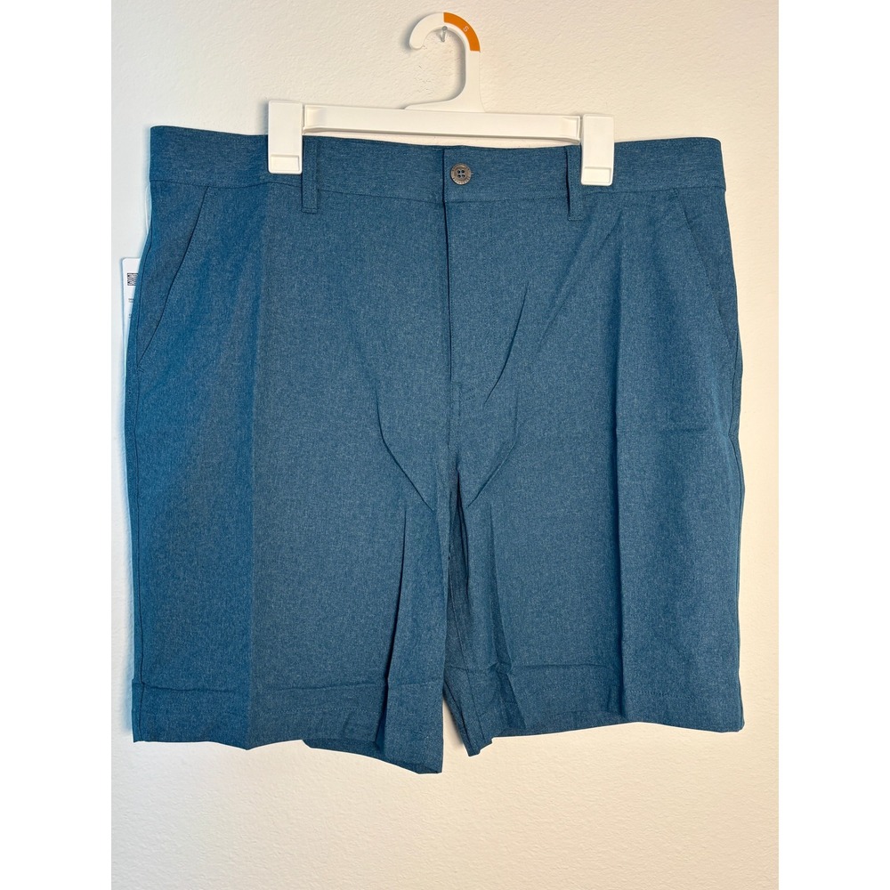 Weatherproof Vintage Mens Blue‎ Heathered Flat Front Golf Shorts Size 38 NWT